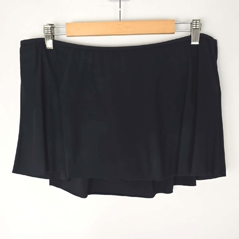 Profile by Gottex Women's Black A-Line Swim Suit Skirt Skort Flowy XL